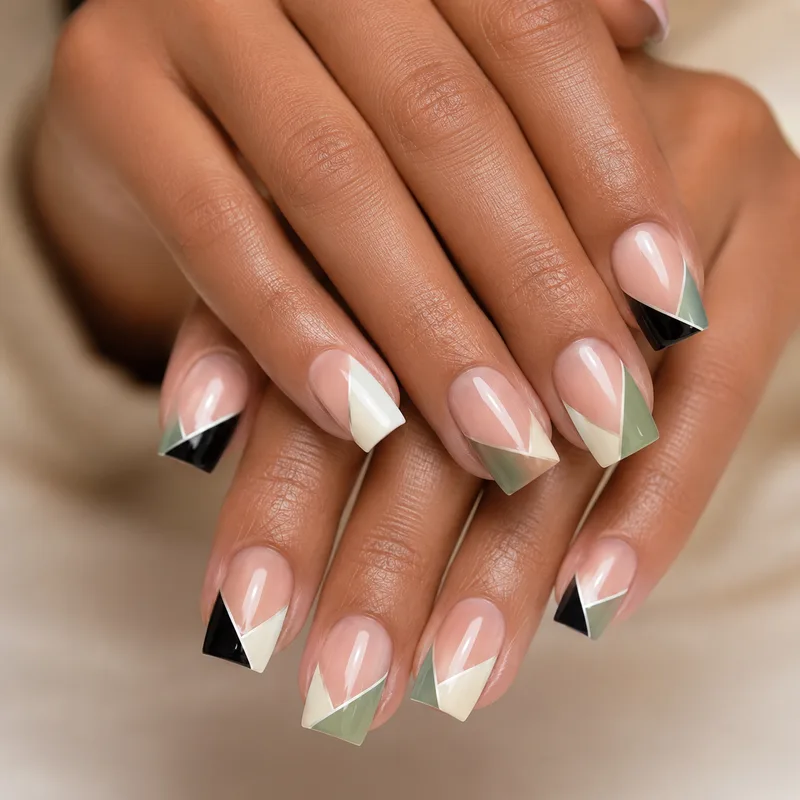 KI-erzeugtes Nageldesign: geometrische Nägel