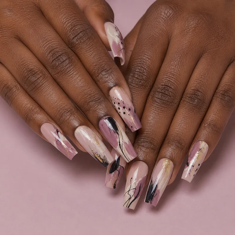 KI-erzeugtes Nageldesign: abstrakte Nägel