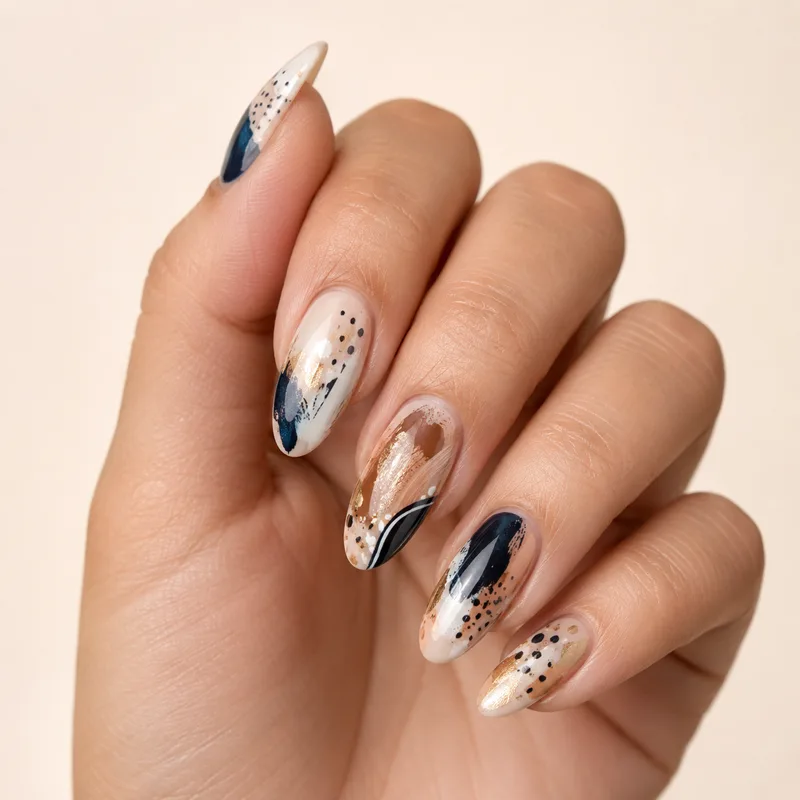 KI-erzeugtes Nageldesign: abstrakte Nägel