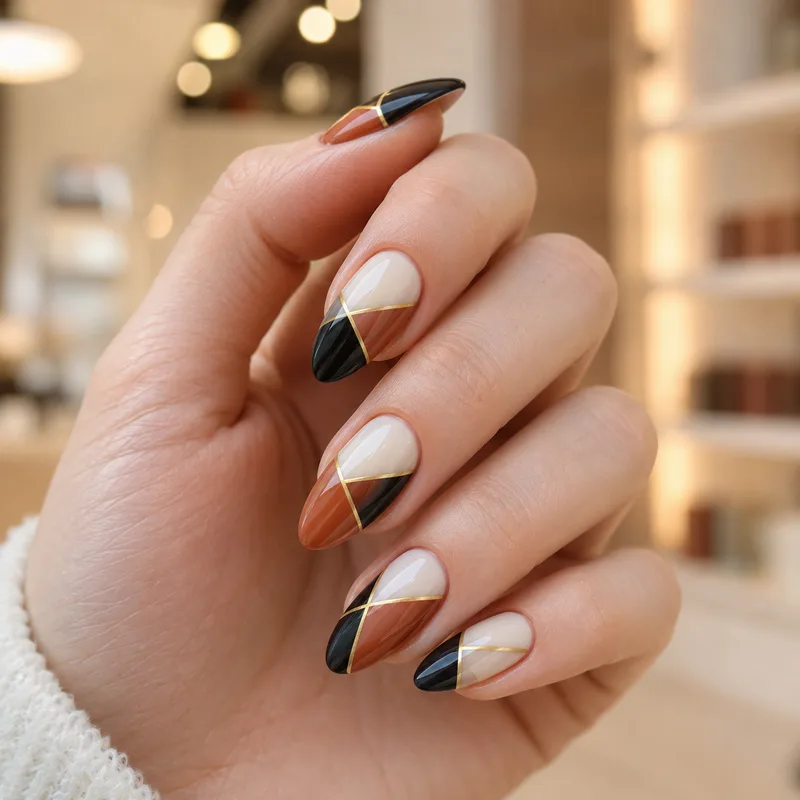 KI-erzeugtes Nageldesign: geometrische Nägel