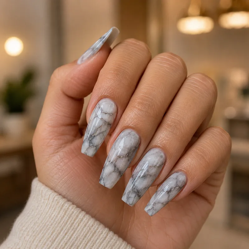 KI-erzeugtes Nageldesign: Marmornägel