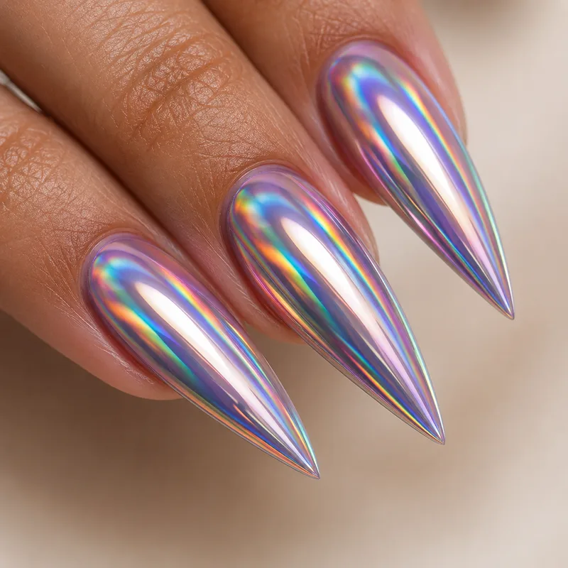 KI-erzeugtes Nageldesign: Chrome-Nägel
